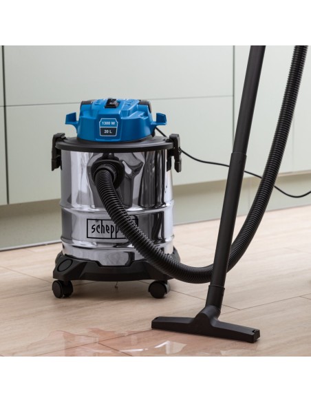 Aspiratore aspirapolvere aspiraliquidi bidone inox 1200w 20l Scheppach nts20