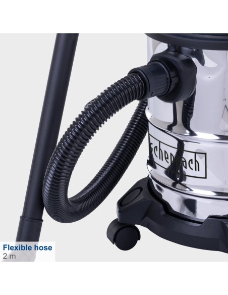 Aspiratore aspirapolvere aspiraliquidi bidone inox 1200w 20l Scheppach nts20