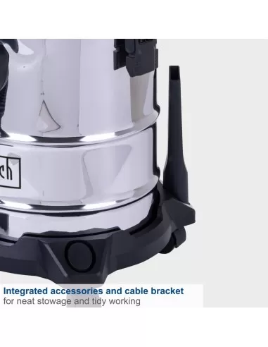 Aspiratore aspirapolvere aspiraliquidi bidone inox 1200w 20l Scheppach nts20