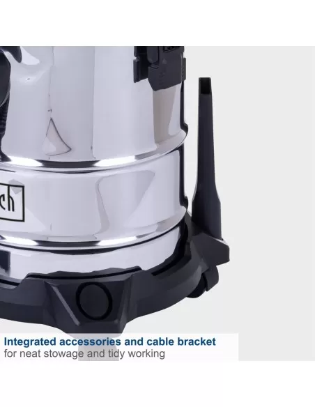 Aspiratore aspirapolvere aspiraliquidi bidone inox 1200w 20l Scheppach nts20