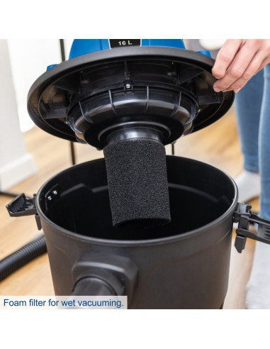 Aspiratore aspirapolvere aspiraliquidi bidone aspiratutto 16l Scheppach vc16