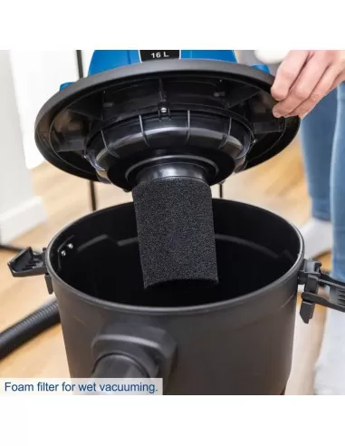 Aspiratore aspirapolvere aspiraliquidi bidone aspiratutto 16l Scheppach vc16