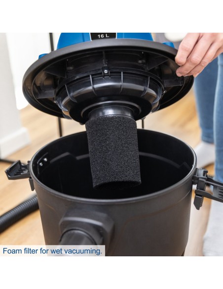 Aspiratore aspirapolvere aspiraliquidi bidone aspiratutto 16l Scheppach vc16