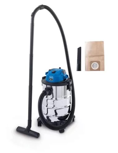 Aspiratore aspirapolvere aspiraliquidi bidone inox 1200w 25lt Scheppach vc25