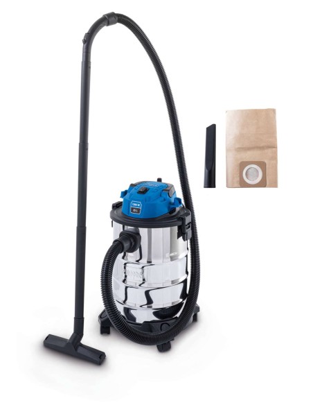 Aspiratore aspirapolvere aspiraliquidi bidone inox 1200w 25lt Scheppach vc25