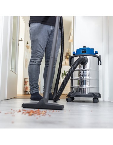 Aspiratore aspirapolvere aspiraliquidi bidone inox 1200w 25lt Scheppach vc25