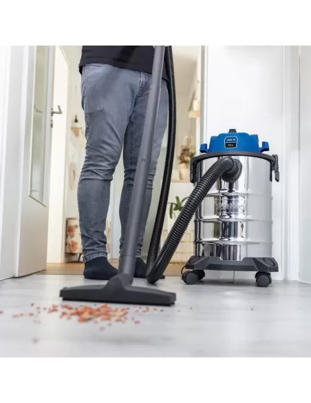 Aspiratore aspirapolvere aspiraliquidi bidone inox 1200w 25lt Scheppach vc25
