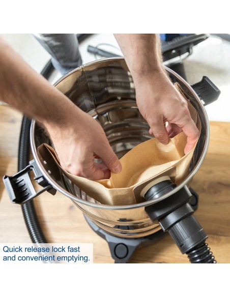 Aspiratore aspirapolvere aspiraliquidi bidone inox 1200w 25lt Scheppach vc25