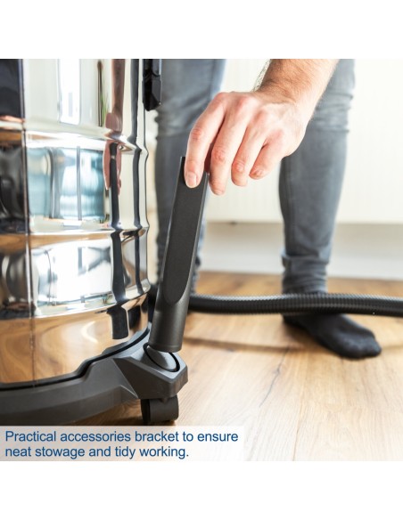 Aspiratore aspirapolvere aspiraliquidi bidone inox 1200w 25lt Scheppach vc25