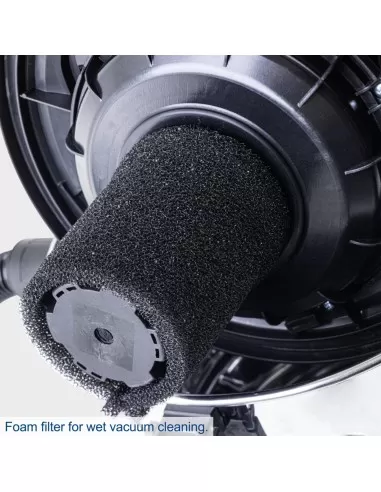 Aspiratore aspirapolvere aspiraliquidi bidone inox 1200w 25lt Scheppach vc25