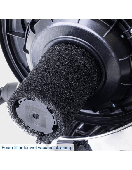 Aspiratore aspirapolvere aspiraliquidi bidone inox 1200w 25lt Scheppach vc25