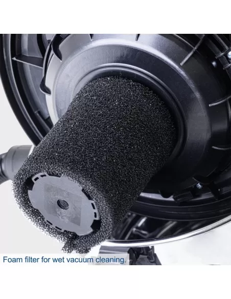 Aspiratore aspirapolvere aspiraliquidi bidone inox 1200w 25lt Scheppach vc25