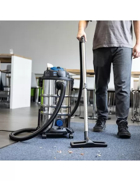 Aspirapolvere e aspiraliquidi bidone inox 1200w 30lt Scheppach vc30 premium