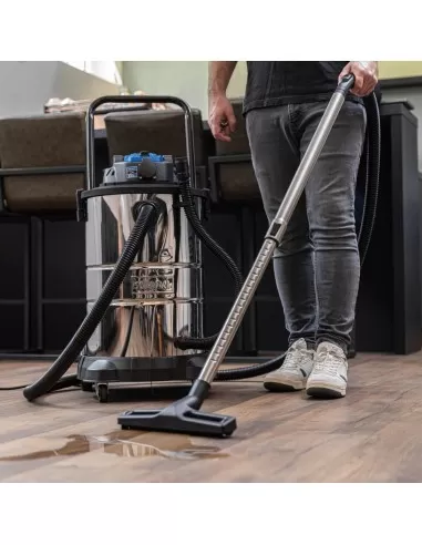 Aspiratore aspirapolvere aspiraliquidi bidone inox 1400w 50l Scheppach vc50