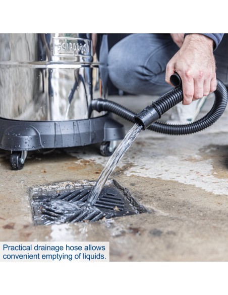 Aspiratore aspirapolvere aspiraliquidi bidone inox 1400w 50l Scheppach vc50