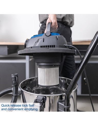 Aspiratore aspirapolvere aspiraliquidi bidone inox 1400w 50l Scheppach vc50