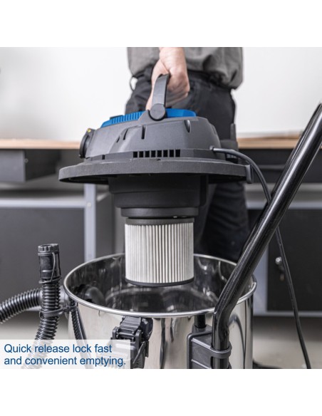 Aspiratore aspirapolvere aspiraliquidi bidone inox 1400w 50l Scheppach vc50