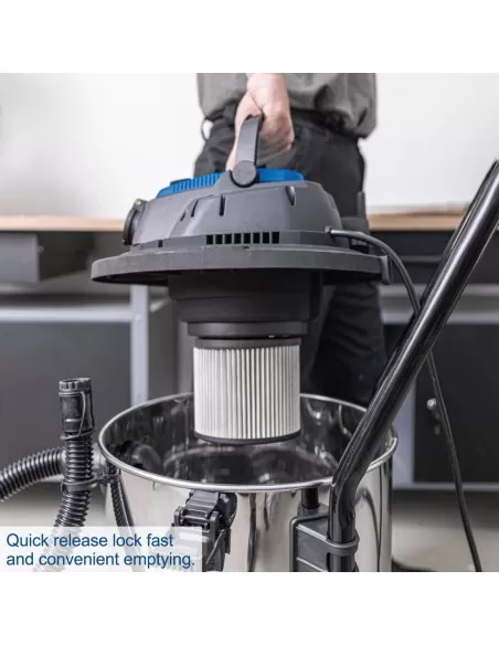 Aspiratore aspirapolvere aspiraliquidi bidone inox 1400w 50l Scheppach vc50