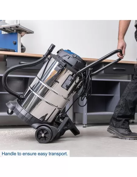 Aspiratore aspirapolvere aspiraliquidi bidone inox 1400w 50l Scheppach vc50