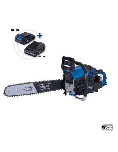 Motosega a scoppio 56cc accensione a batteria barra procut 51 cm Scheppach pcs56