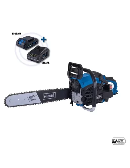 Motosega a scoppio 56cc accensione a batteria barra procut 51 cm Scheppach pcs56