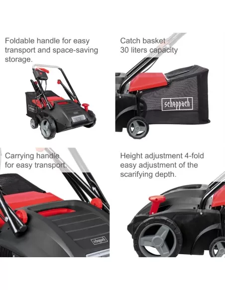 Arieggiatore scarificatore elettrico 32cm cestello 30l 16-20 lame Scheppach sc32