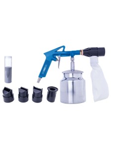 Pistola per sabbiatura con serbatoio e accessori Scheppach