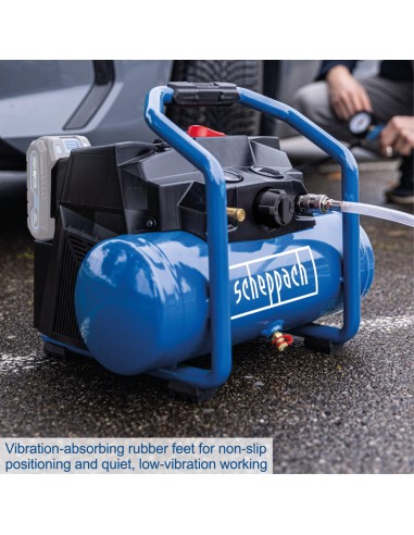 Compressore aria 6lt 2x20V 8bar senza batterie ixes Scheppach c-act160/6-x