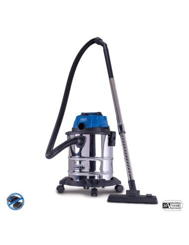 1 - Bidone inox aspiratutto liquidi 20lt 20v ixes senza batteria Scheppach c-nts20-x