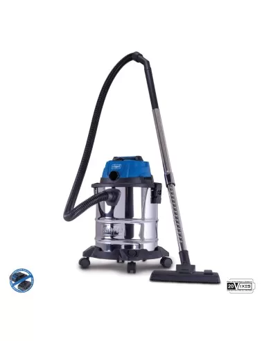1 - Bidone inox aspiratutto liquidi 20lt 20v ixes senza batteria Scheppach c-nts20-x