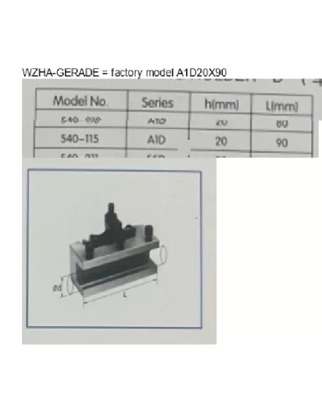 Porta utensile tornio metallo a sede piana 120x25mm Holzmann wzha_gerade