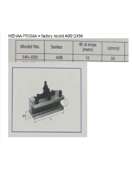 Porta utensile tornio metallo a sede prismatica 100x20mm Holzmann wzhaa_prisma