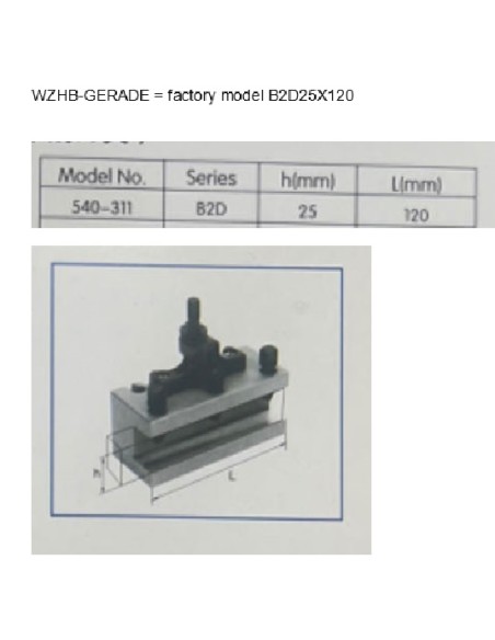 Porta utensile tornio metallo a sede piana 100x20mm Holzmann wzhb_gerade