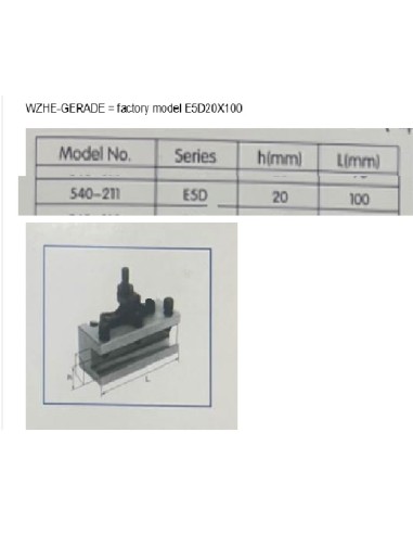 Porta utensile tornio metallo a sede piana 100x20mm Holzmann wzhe_gerade