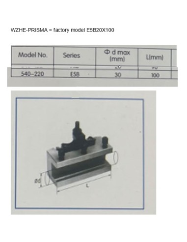 Porta utensile tornio metallo a sede prismatica 100x32mm Holzmann wzhe_prisma