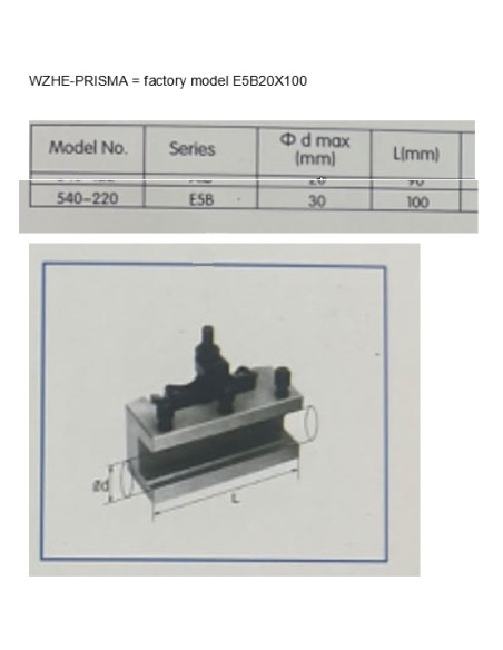 Porta utensile tornio metallo a sede prismatica 100x32mm Holzmann wzhe_prisma