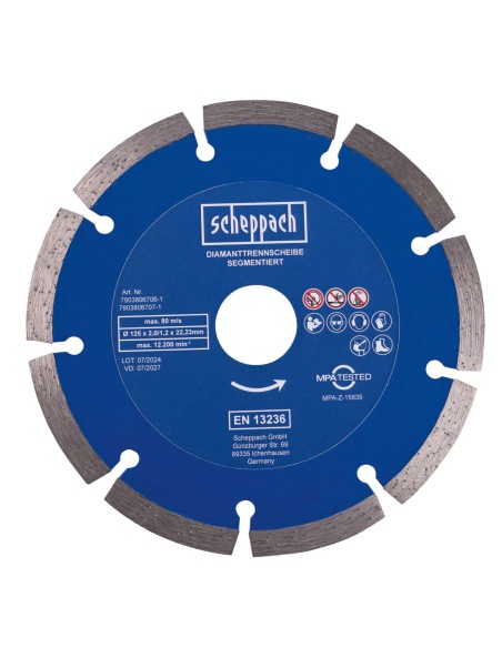 Disco diamantato 125x22,23 mm 9t per scanalatore mnf2250 Scheppach