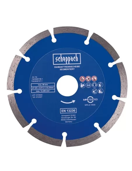 1 - Disco diamantato 125x22,23 mm 9t per scanalatore mnf2250 Scheppach