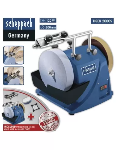 2 - AFFILATRICE A UMIDO ACQUA SCHEPPACH TIGER 2000S AFFILA COLTELLI FORBICI MOLA FOX