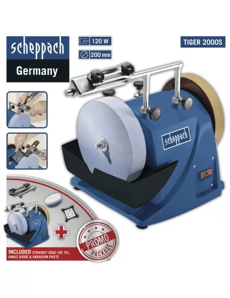 2 - AFFILATRICE A UMIDO ACQUA SCHEPPACH TIGER 2000S AFFILA COLTELLI FORBICI MOLA FOX