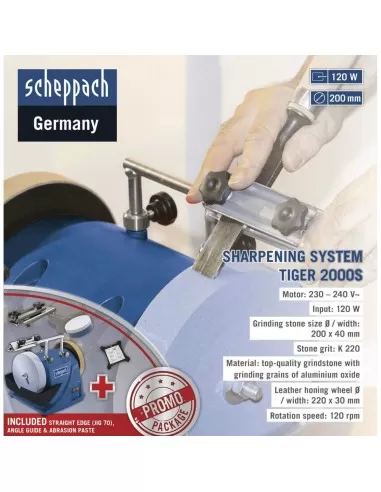 6 - AFFILATRICE A UMIDO ACQUA SCHEPPACH TIGER 2000S AFFILA COLTELLI FORBICI MOLA FOX