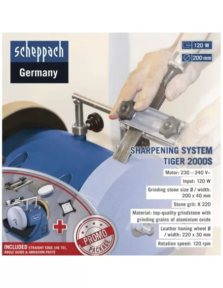 6 - AFFILATRICE A UMIDO ACQUA SCHEPPACH TIGER 2000S AFFILA COLTELLI FORBICI MOLA FOX