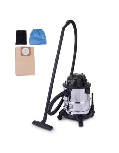 1 - Bidone aspiratutto 20lt in acciaio inox 1200w Scheppach Black wdv20-be
