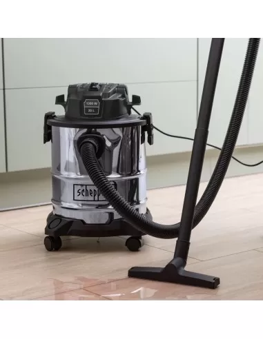 3 - Bidone aspiratutto 20lt in acciaio inox 1200w Scheppach Black wdv20-be