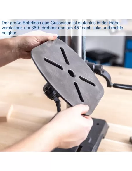 2 - Trapano a colonna da banco 750w con led e laser Scheppach tbm300vario