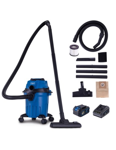 1 - Bidone aspiratutto c-nts15-x 1 batteria 4,0Ah e caricabatteria ixes Scheppach