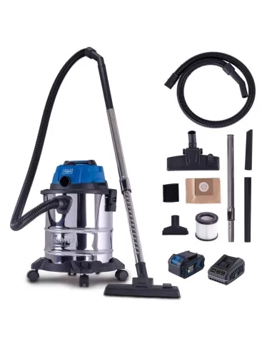 1 - Bidone aspiratutto c-nts20-x con batteria 4,0Ah e caricabatteria Scheppach