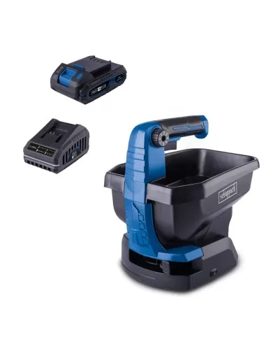 1 - Spargitore c-gps800-x 20v 1 batteria 2.0Ah + caricabatteria ixes Scheppach