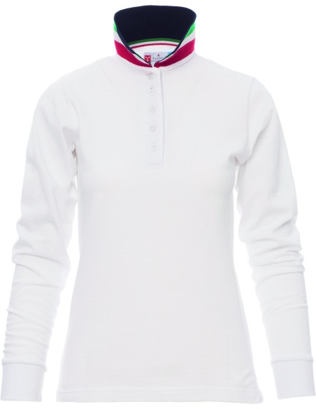 Polo manica lunga Payper long nation lady maglia tricolore in cotone donna Polo manica lunga Payper long nation lady maglia tricolore in cotone donna