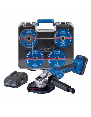 2 - Smerigliatrice angolare 20V ixes 125mm dischi e valigetta Scheppach c-atb15/1-x
